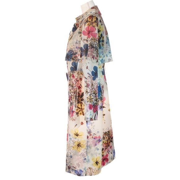 ERDEM Charlotta Multicolor Semi-Sheer Floral Trench Coat - Picture 4 of 14